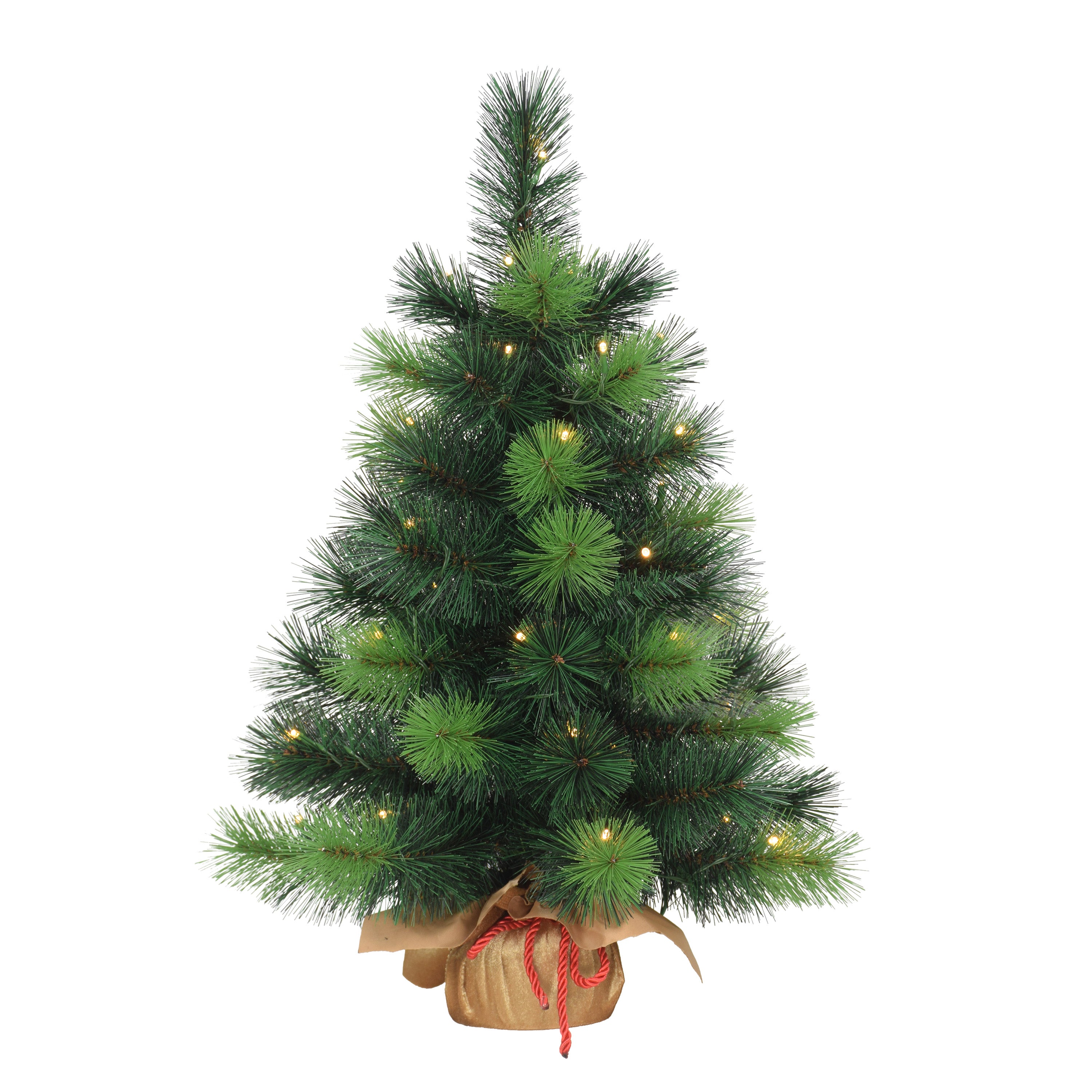 2 ft Pre-Lit Table Top Artificial Christmas Tree with 35 Lights in Gold Sac Green 1862-ST20LW035A-BO